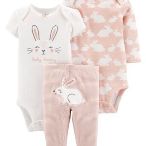 Carter's Baby Bunny Bodysuit and Pants Set - Pink and White